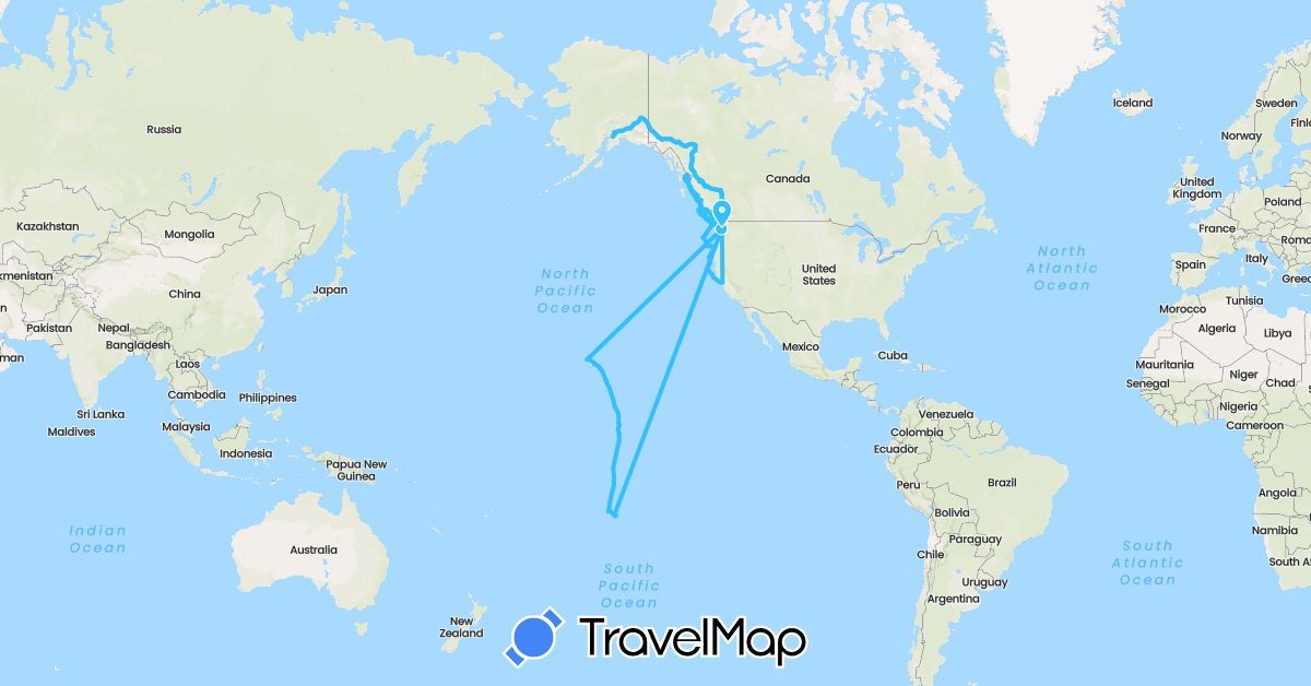 TravelMap itinerary: boat